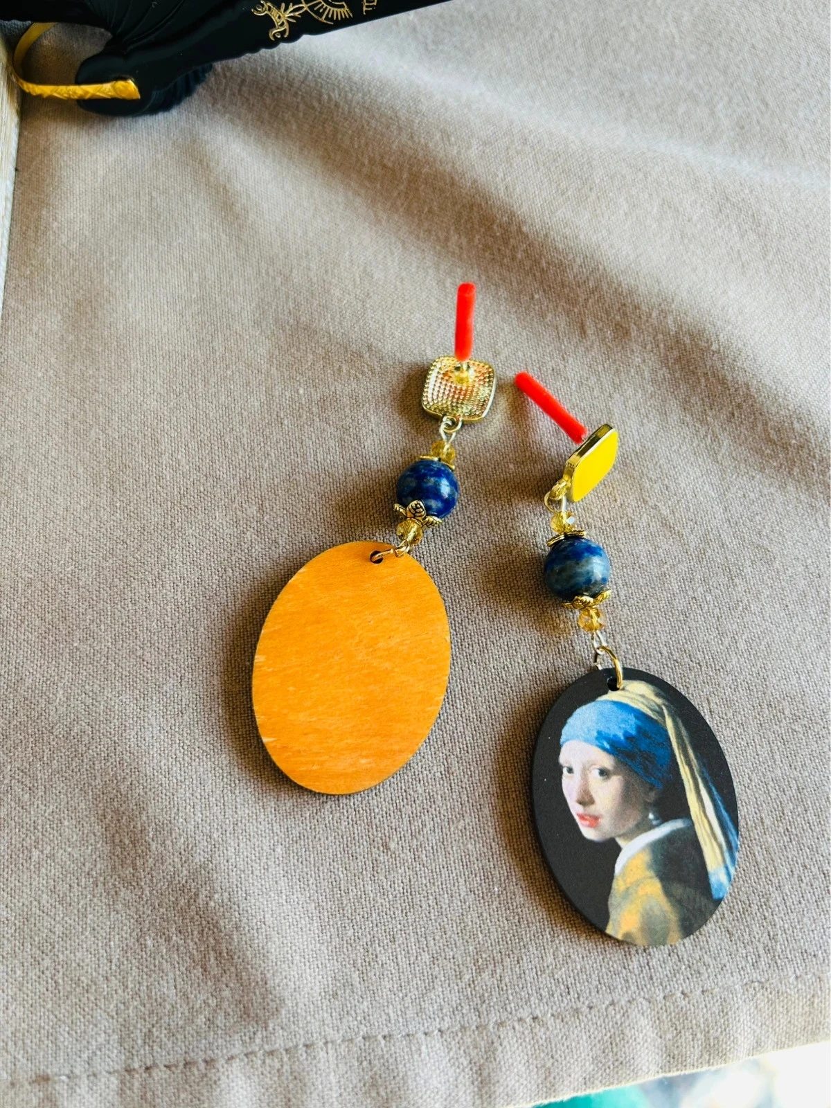 💙🎨Brincos de Arte Boêmia Vermeer Lápis-Lazuli Pedra Natural Brincos Artísticos🎨💙 – photo 8